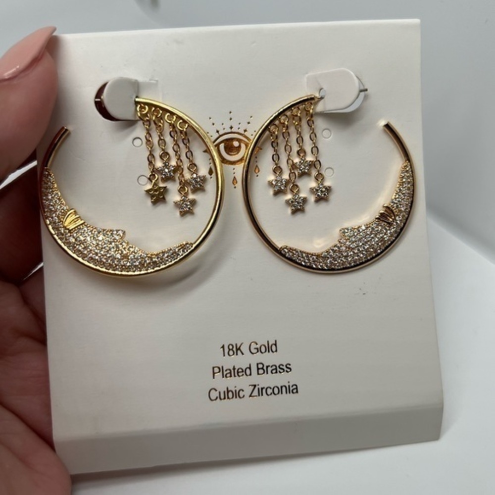Eye candy 18kt gold plated moon hoop earrings - Picture 2 of 2